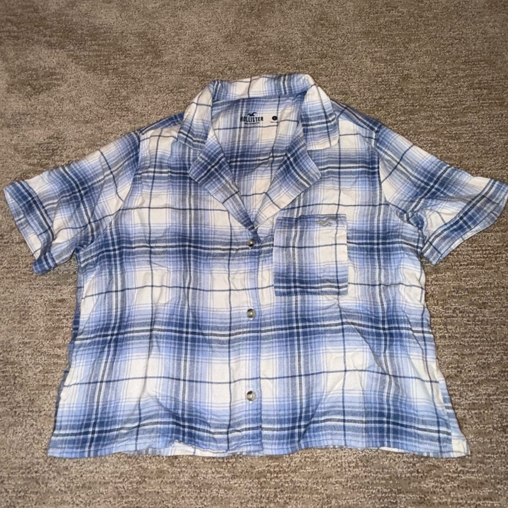 Hollister Womans Blue and White Checkered Shirt sleep